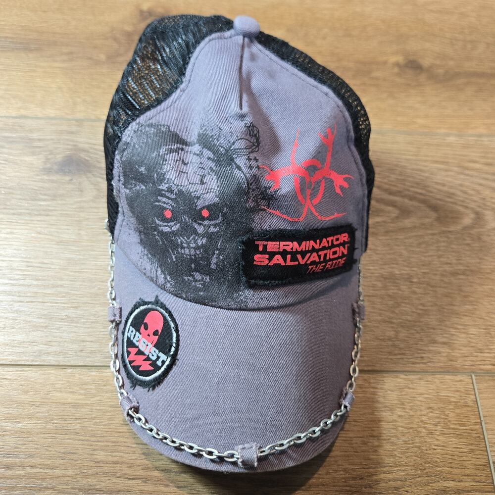 Terminator Salvation Ride Hat Six Flags Trucker Chains Graphic Movie Cap OS